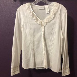 White Button Down Blouse - Medium